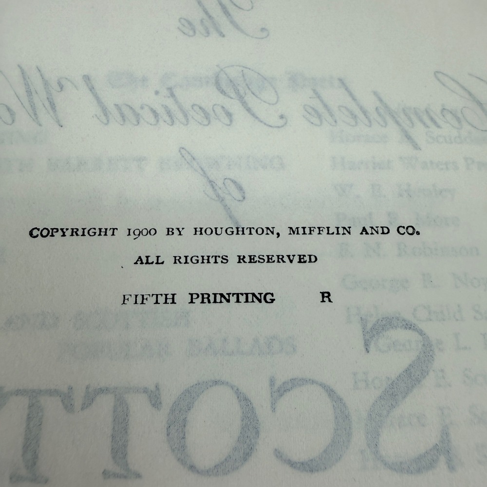 Vintage 1900 Complete Poetical Works Sir Walter Scott‎ Cambridge Edition DJ - Picture 9 of 12
